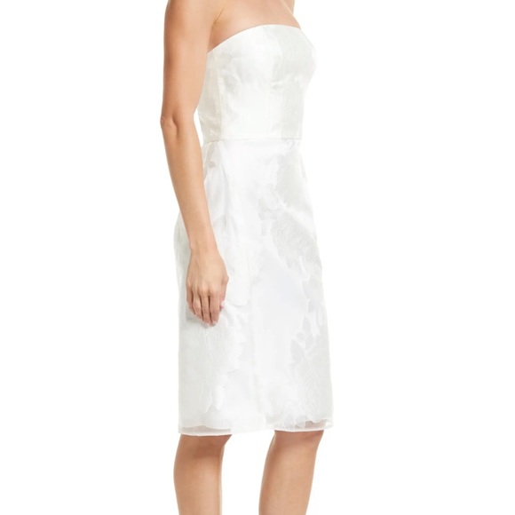 Amsale Rose Fil Coupé Strapless Cocktail Dress Wedding Reception - Picture 2 of 12